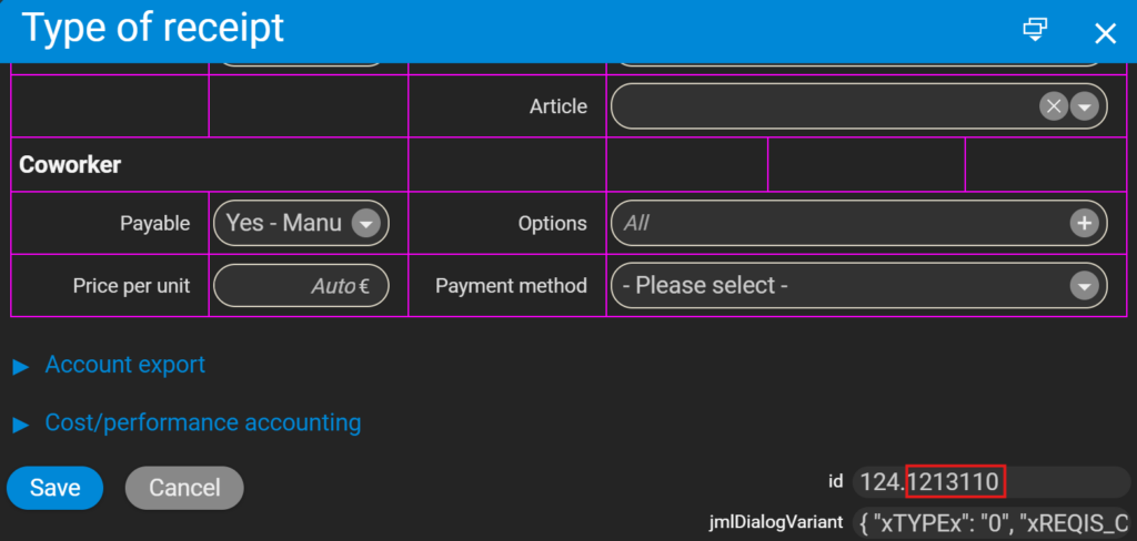 Belegart im Debug-Modus – die ID auslesen (STRG + #)