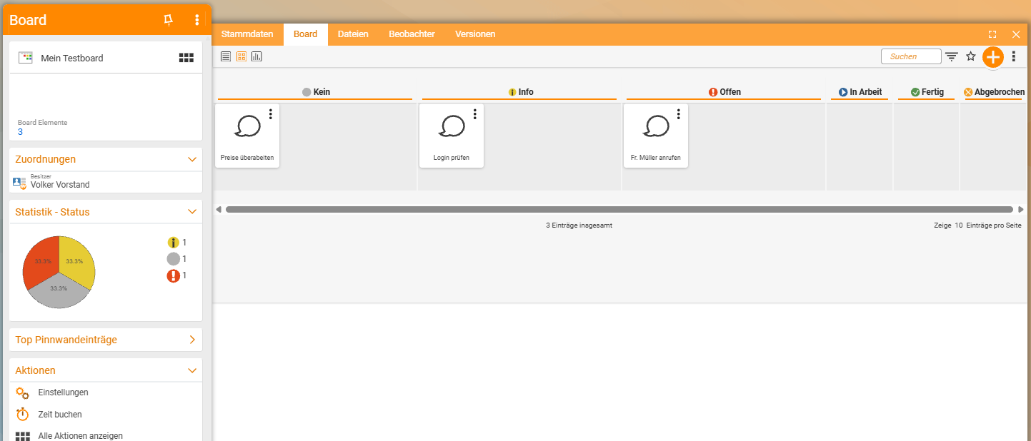Detailmanager – Reiterleiste eines Boards
