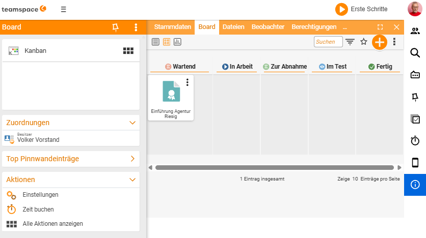 Kanban-Board – Beispielansicht