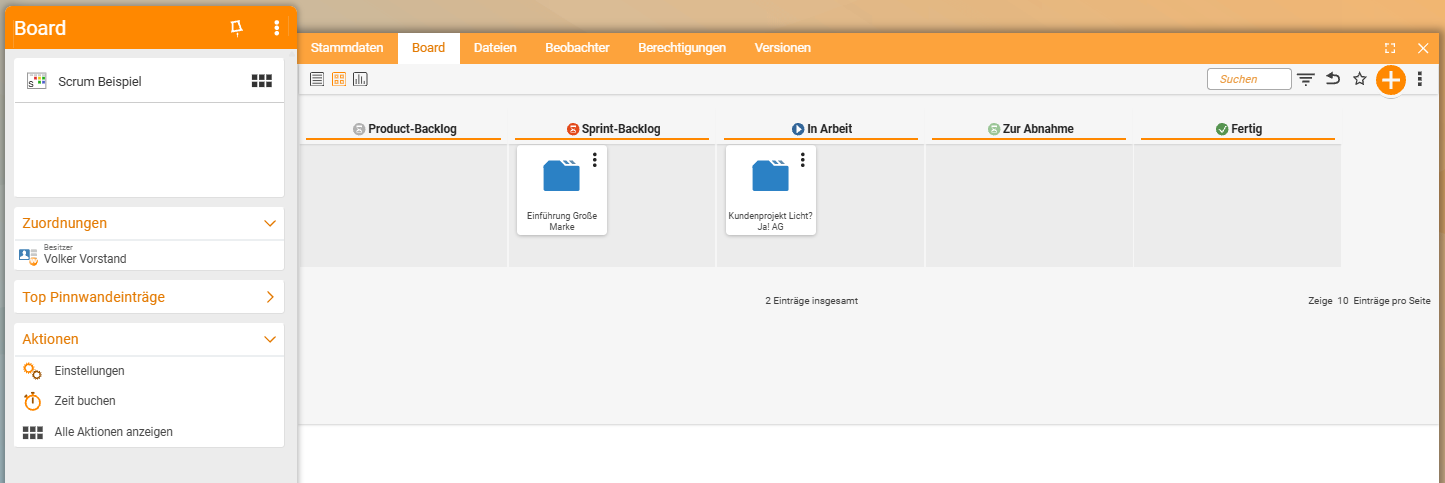 Scrum-Board – Beispielansicht
