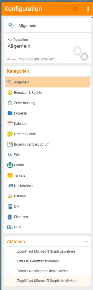 Konfiguration in der Kategorie „Allgemein