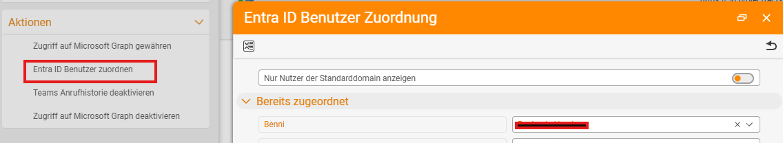 Dialog „Entra ID Benutzer Zuordnung