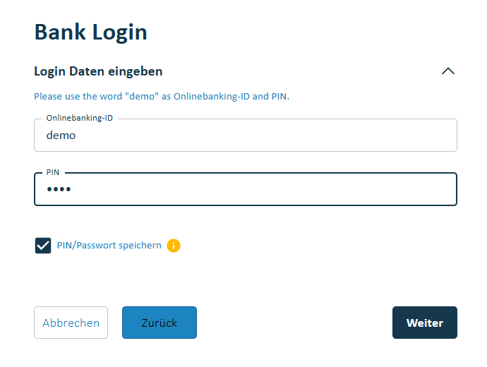 Speicherung von Pin und TAN-Verfahren für den automatischen Import aktivieren