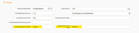 Hinterlegen von Debitoren- und Kreditorennummern im Kundenprofil