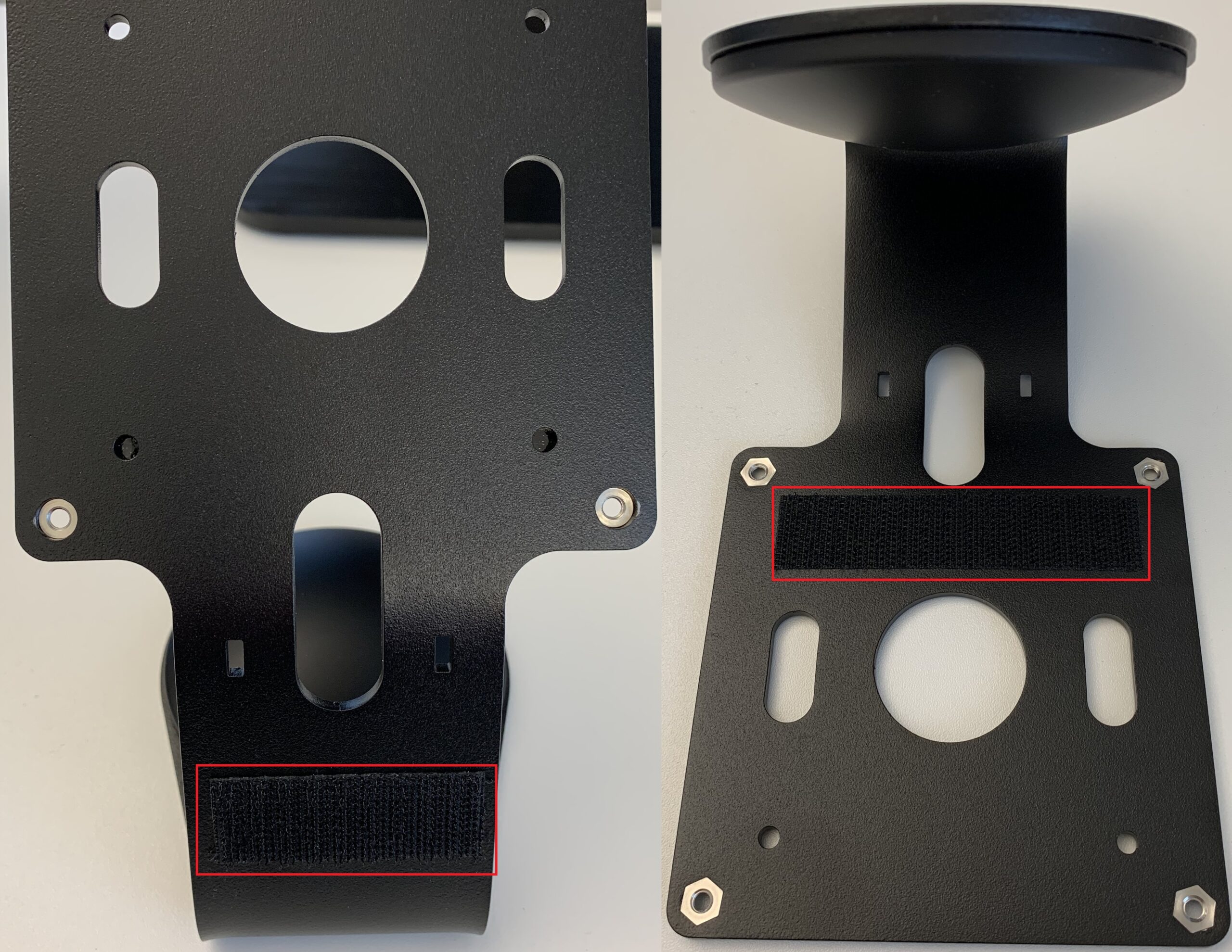 Der Tablet-Halter wird mit den vier beigefügten Schrauben am Standfuß befestigt