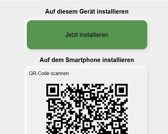Installations-Dialog: oben „Auf diesem Gerät installieren
