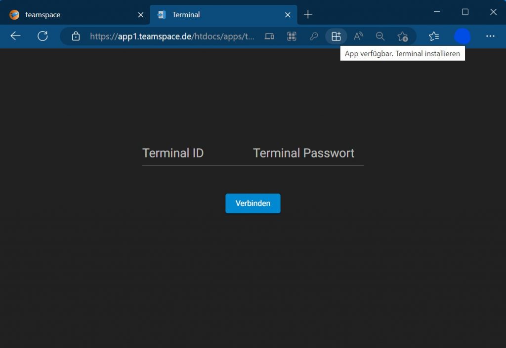 Login-Maske des Zeiterfassungsterminals