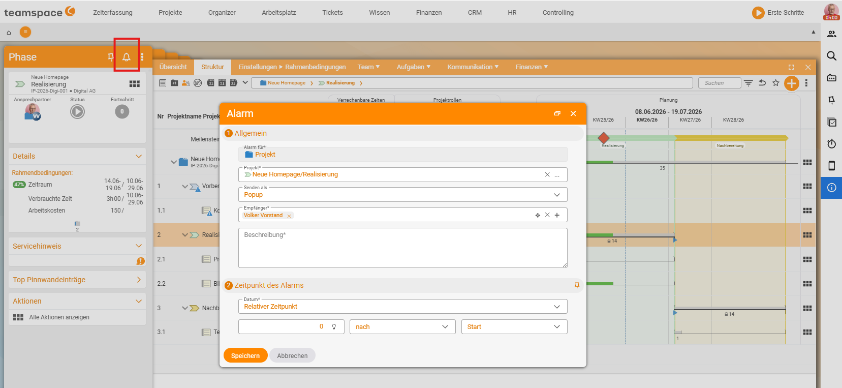 Dialog „Alarm