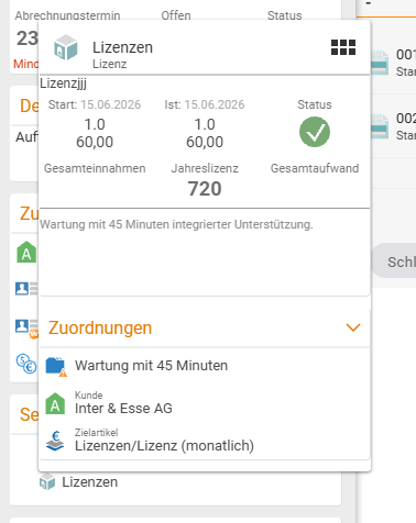 Mouse-Over-Popup auf dem Produkt-Icon: Produkt „Lizenzen