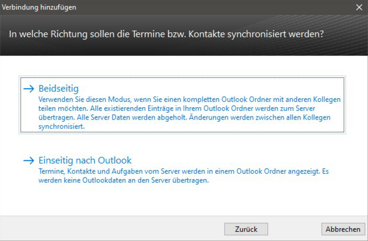 Richtung der Synchronisation – einseitig oder beidseitig