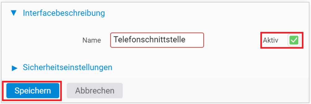 Konfiguration → Schnittstellen – neue Schnittstelle „Telefon WebHook (Aktions-URL)