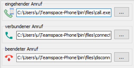 PhonerLite → Optionen → externe Applikationen (call / connected / disconnected)